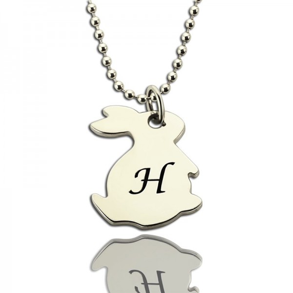 personalized Rabbit Initial Charm Pendant Sterling Silver - Name My Jewelry ™