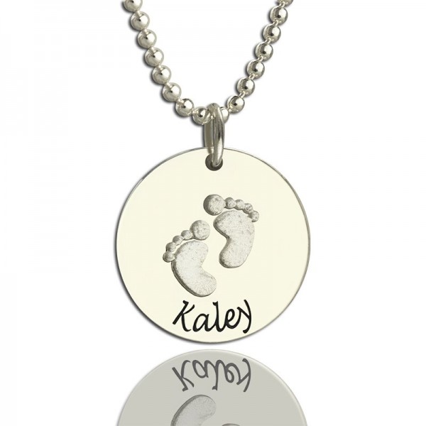 Memory Baby Footprints Name Necklace Sterling Silver - Name My Jewelry ™