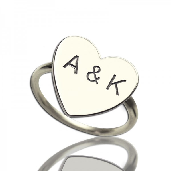 Engraved Sweetheart Ring with Double Initials Sterling Silver - Name My Jewelry ™