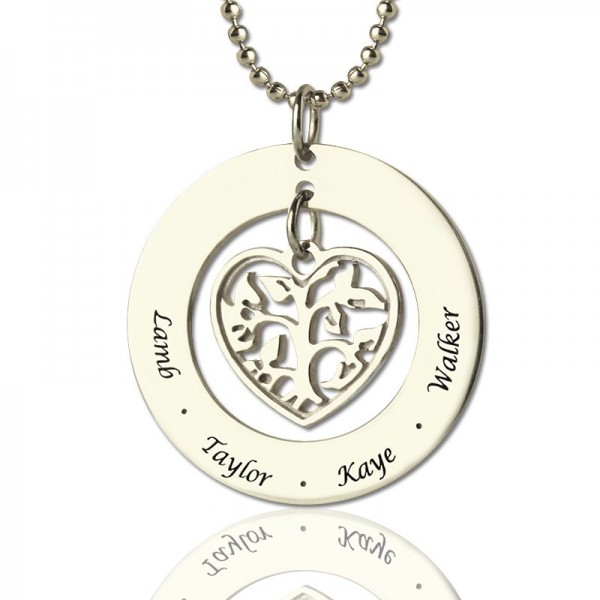 personalized Heart Family Tree Necklace Sterling Silver - Name My Jewelry ™