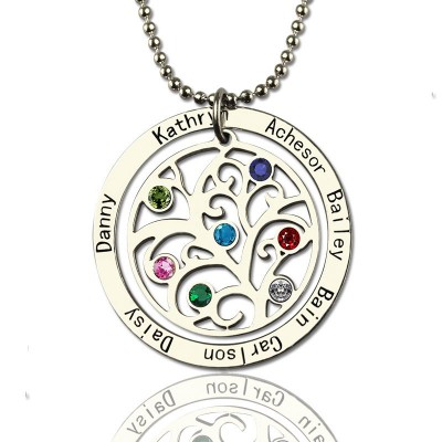 personalized Family Tree Birthstone Name Necklace  - Name My Jewelry ™