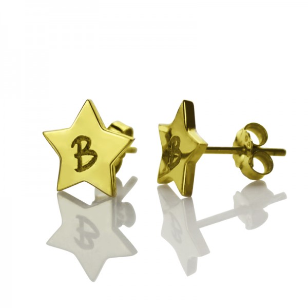 Star Stud Initial Earrings In Gold - Name My Jewelry ™