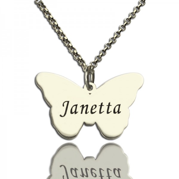 personalized Charming Butterfly Pendant Name Necklace Silver - Name My Jewelry ™