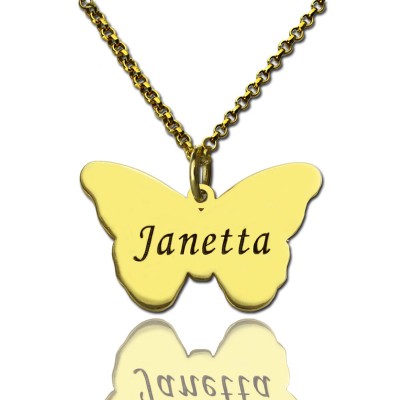 Custom Charming Butterfly Pendant Emgraved Name 18ct Gold Plated - Name My Jewelry ™