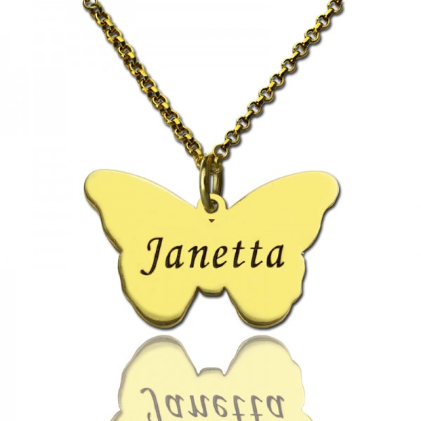 Custom Charming Butterfly Pendant Emgraved Name 18ct Gold Plated - Name My Jewelry ™