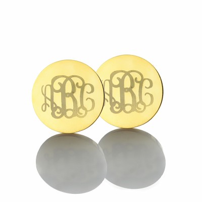 Engraved Monogram Stud Earrings In Gold - Name My Jewelry ™