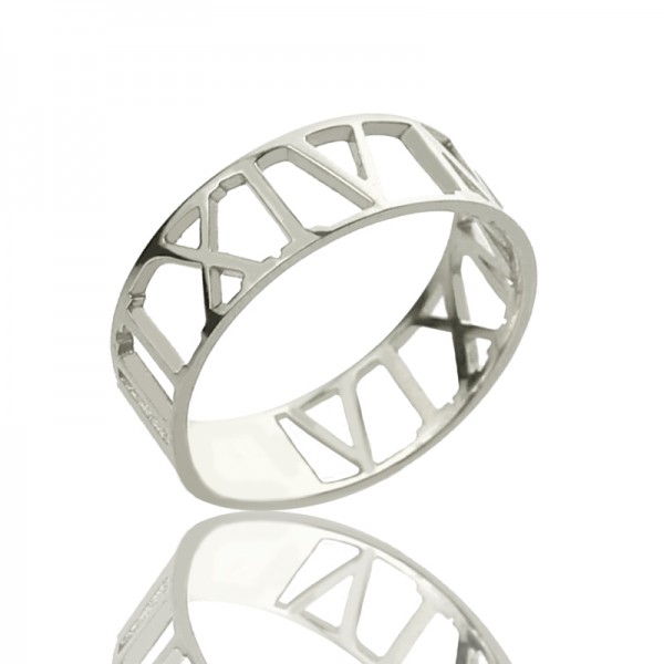Custom Sterling Silver Roman Numerals Ring - Name My Jewelry ™