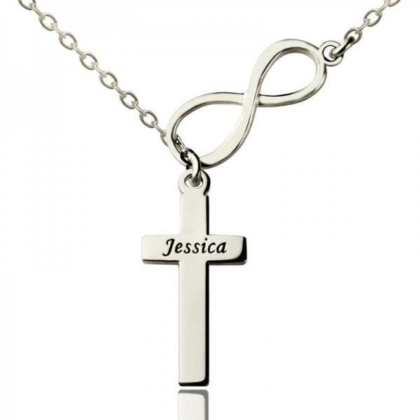Infinity Cross Name Necklace Sterling Silver - Name My Jewelry ™