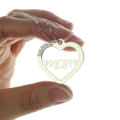 Mothers Birthstone Heart Necklace Sterling Silver  - Name My Jewelry ™