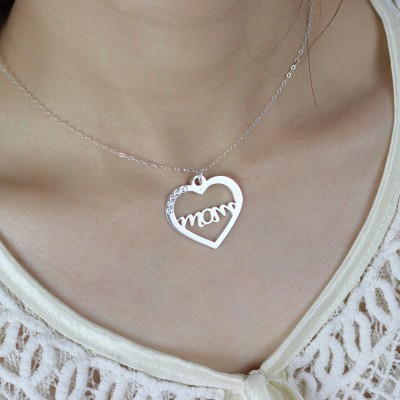 Mothers Birthstone Heart Necklace Sterling Silver  - Name My Jewelry ™