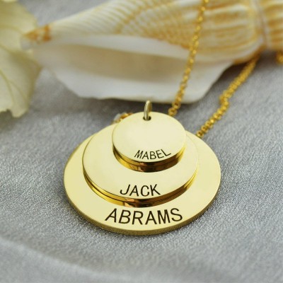 Disc Necklace With Kids Name For Mom 18ct Gold Plated - Name My Jewelry ™