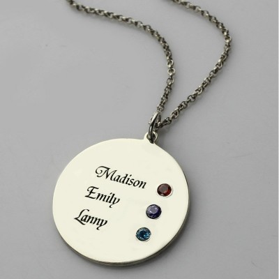 Grandma's Disc Birthstone Necklace  - Name My Jewelry ™