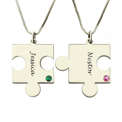 Engraved Puzzle Necklace for Couples Love Necklaces Silver - Name My Jewelry ™