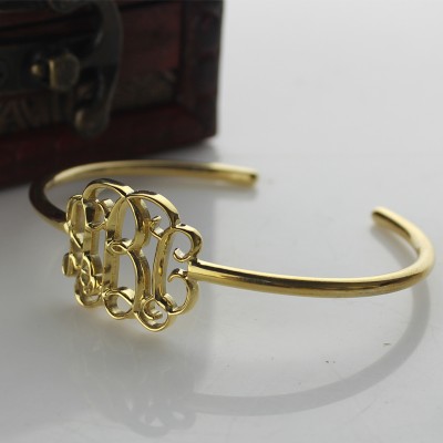 personalized Celebrity Monogram Initial Bangle 18ct Gold Plated - Name My Jewelry ™
