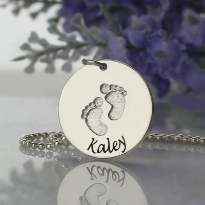 Memory Baby Footprints Name Necklace Sterling Silver - Name My Jewelry ™