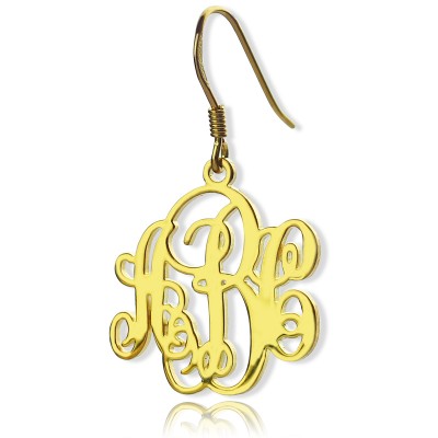Script Monogram Initial Earrings 18ct Gold Plated - Name My Jewelry ™