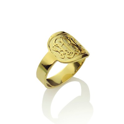 Engraved Designs Monogram Ring 18ct Gold Plated - Name My Jewelry ™