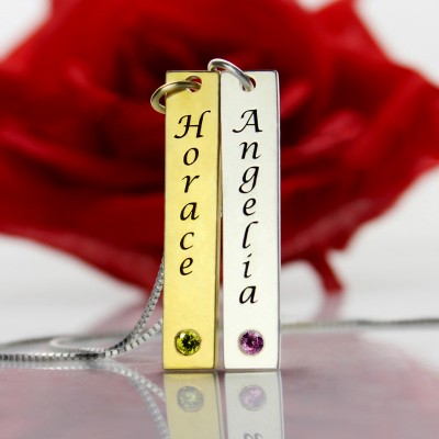 Custom Couple Name Tag with Birthstones  - Name My Jewelry ™