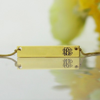 personalized 18ct Gold Plated Initial Bar Necklace Monogram - Name My Jewelry ™