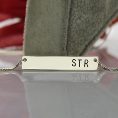 Sterling Silver Initial Bar Necklace - Name My Jewelry ™