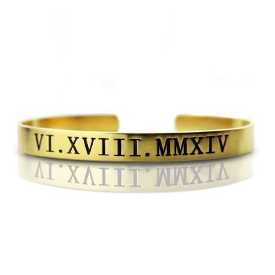 personalized Roman Numeral Bracelet 18ct Gold Plated - Name My Jewelry ™