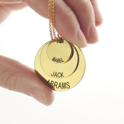 Disc Necklace With Kids Name For Mom 18ct Gold Plated - Name My Jewelry ™