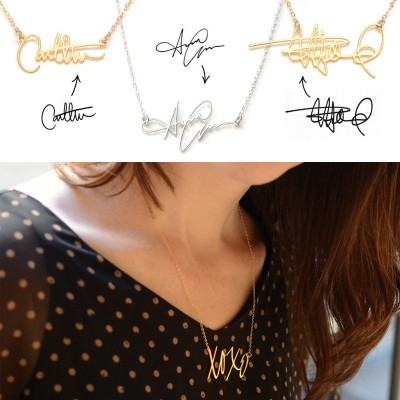 Custom Necklace with Your Own Signature 18ct Gold Plated Silver - Name My Jewelry ™