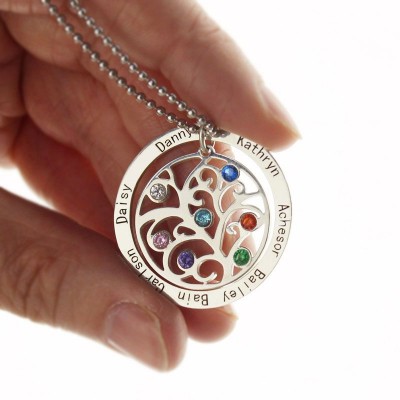 personalized Family Tree Birthstone Name Necklace  - Name My Jewelry ™