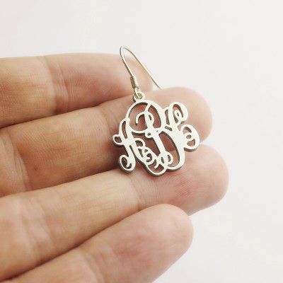 Sterling Silver Script Monogram Earrings - Name My Jewelry ™