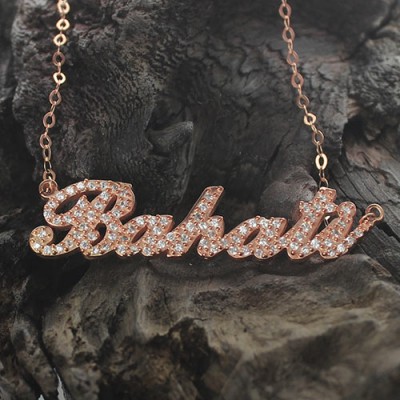 Rose Gold Plated Full Birthstone Carrie Name Necklace  - Name My Jewelry ™
