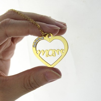 Mothers Heart Necklace With Birthstone 18ct Gold Plated  - Name My Jewelry ™