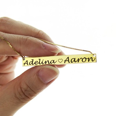 Gold Bar Necklace Engraved Double Name - Name My Jewelry ™