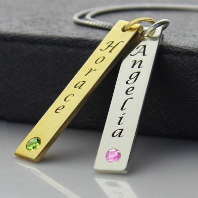 Custom Couple Name Tag with Birthstones  - Name My Jewelry ™