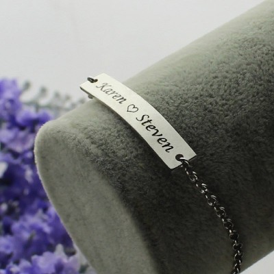 Engraved Name Bar Bracelet For Her Sterling Silver - Name My Jewelry ™