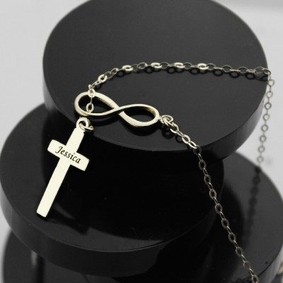 Infinity Cross Name Necklace Sterling Silver - Name My Jewelry ™