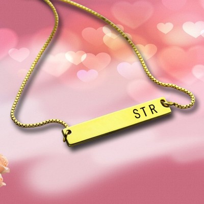personalized Initial Bar Necklace 18ct Gold Plated - Name My Jewelry ™