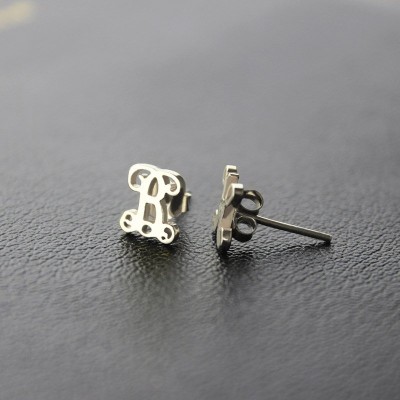 personalized Single Monogram Stud Earrings Sterling Silver - Name My Jewelry ™
