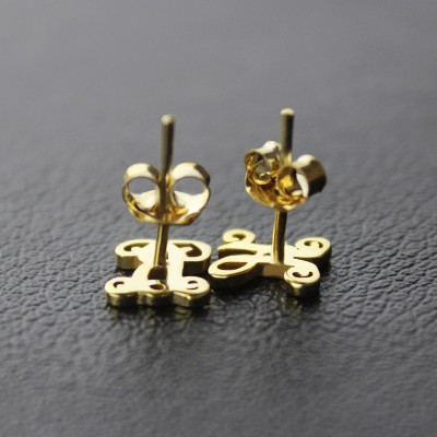 Single Monogram Stud Earrings 18ct Gold Plated - Name My Jewelry ™