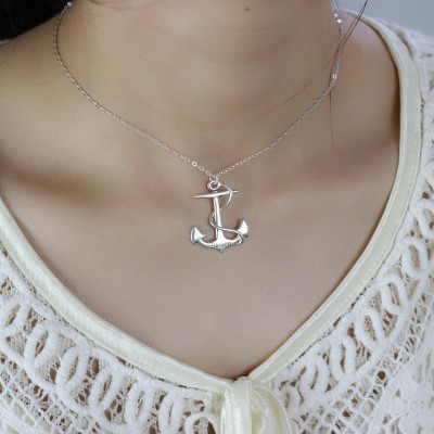 Anchor Necklace Charms Engraved Your Name Silver - Name My Jewelry ™