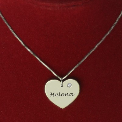 Sterling Silver Simple Heart Name Necklace with Birthstone  - Name My Jewelry ™