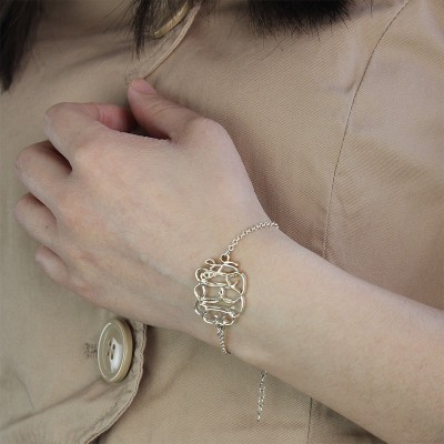 Celebrity Monogram Initial Bracelet Sterling Silver - Name My Jewelry ™