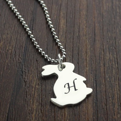 personalized Rabbit Initial Charm Pendant Sterling Silver - Name My Jewelry ™