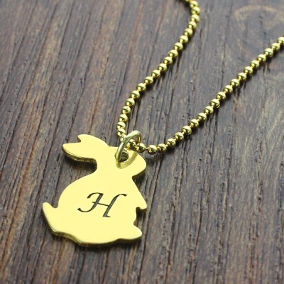 Tiny Rabbit Initial Charm Necklace 18ct Gold Plated - Name My Jewelry ™
