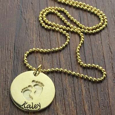 personalized Baby Footprints Name Necklace 18ct Gold Plated - Name My Jewelry ™