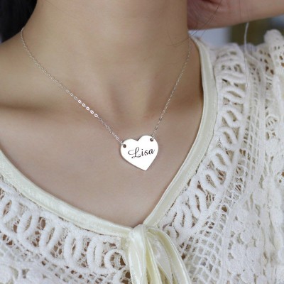 Stamped Name Heart Love Necklaces Sterling Silver - Name My Jewelry ™