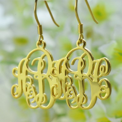 Script Monogram Initial Earrings 18ct Gold Plated - Name My Jewelry ™