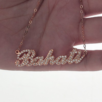 Rose Gold Plated Full Birthstone Carrie Name Necklace  - Name My Jewelry ™