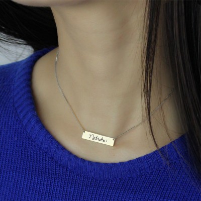 Custom Necklace With Your Signature Bar Silver - Name My Jewelry ™