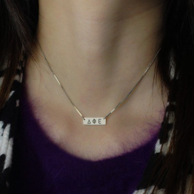 Custom Alpha Gamma Delta Greek Letter Sorority Bar Necklace - Name My Jewelry ™