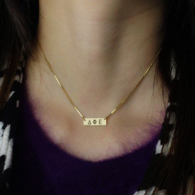 personalized Greek Letter Sorority Bar Necklace 18ct Gold Plated - Name My Jewelry ™